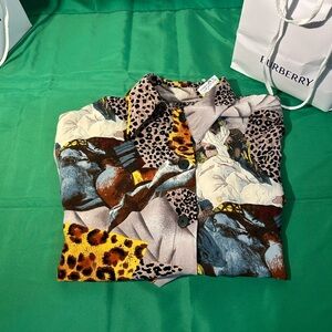 Burberry Women's Animal Print Button Down Shirt - Multicolor